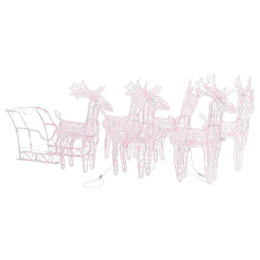 vidaXL Reindeers & Sleigh Christmas Decoration 280x28x55 cm Acrylic