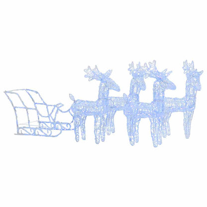 vidaXL Reindeers & Sleigh Christmas Decoration 280x28x55 cm Acrylic