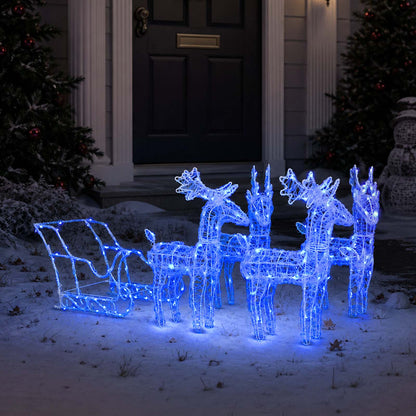 vidaXL Reindeers & Sleigh Christmas Decoration 280x28x55 cm Acrylic