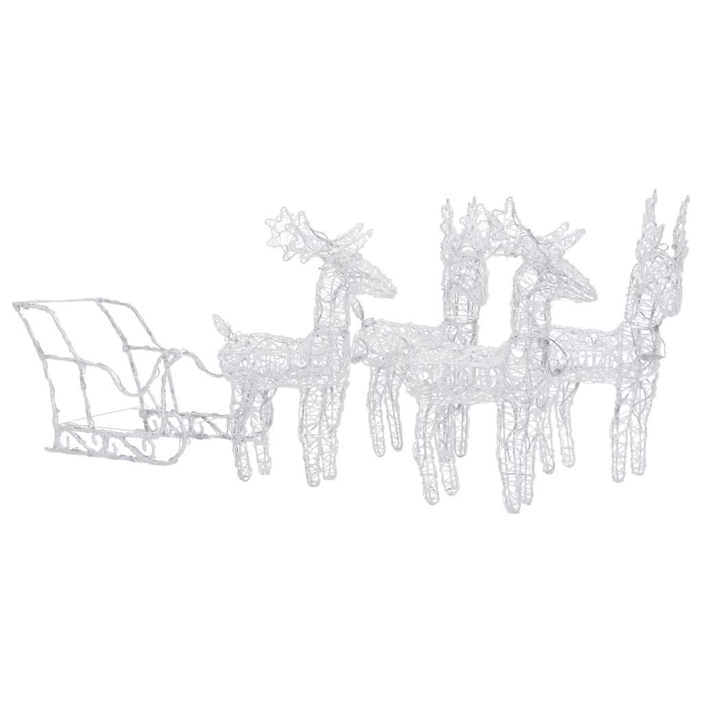 vidaXL Reindeers & Sleigh Christmas Decoration 280x28x55 cm Acrylic