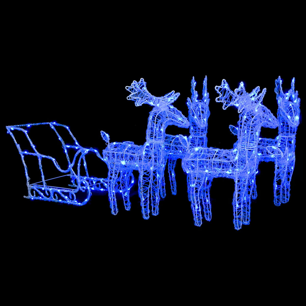 vidaXL Reindeers & Sleigh Christmas Decoration 280x28x55 cm Acrylic