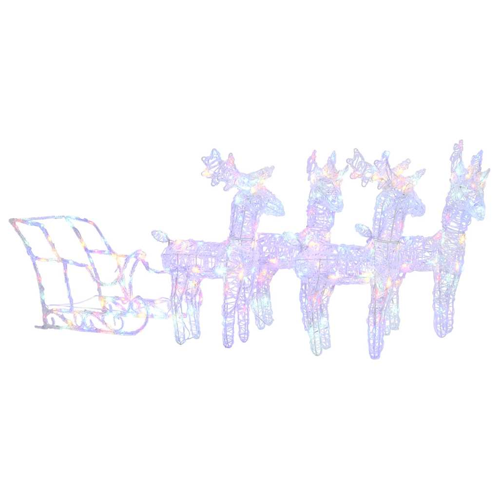 vidaXL Reindeers & Sleigh Christmas Decoration 280x28x55 cm Acrylic
