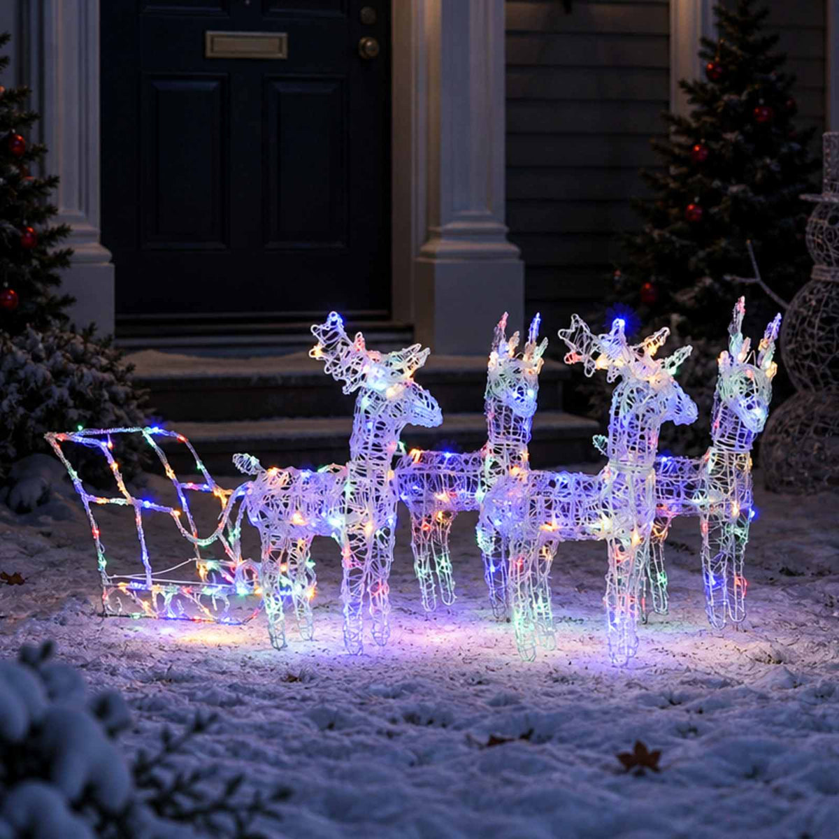 vidaXL Reindeers & Sleigh Christmas Decoration 280x28x55 cm Acrylic