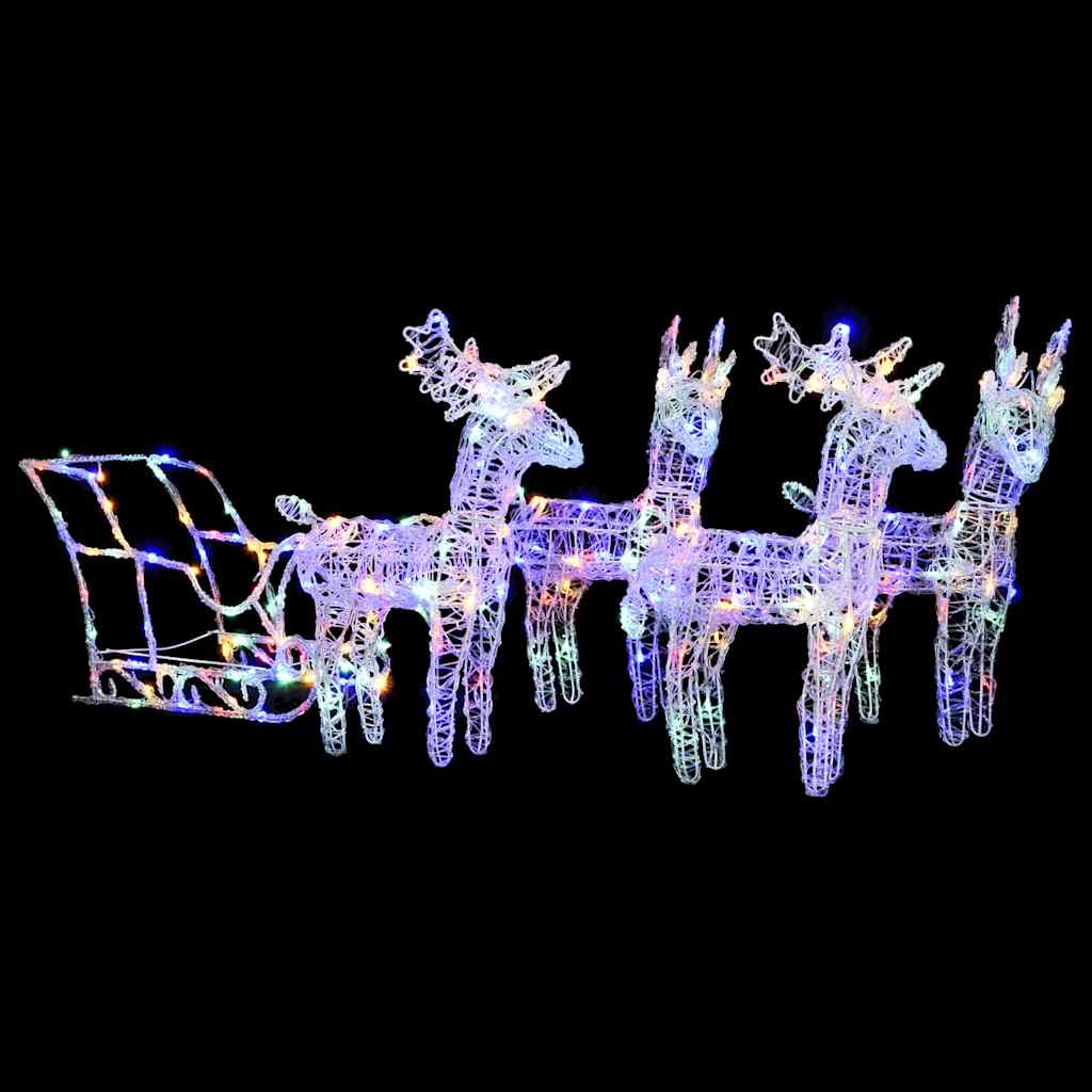 vidaXL Reindeers & Sleigh Christmas Decoration 280x28x55 cm Acrylic