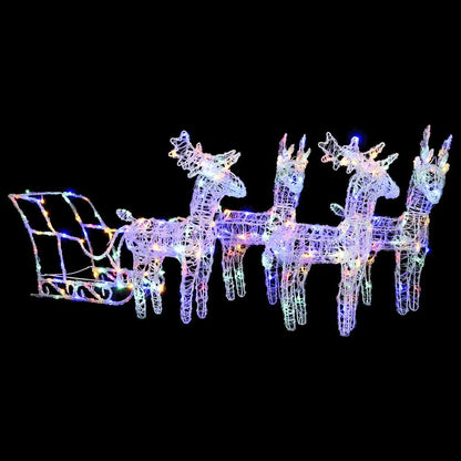 vidaXL Reindeers & Sleigh Christmas Decoration 280x28x55 cm Acrylic