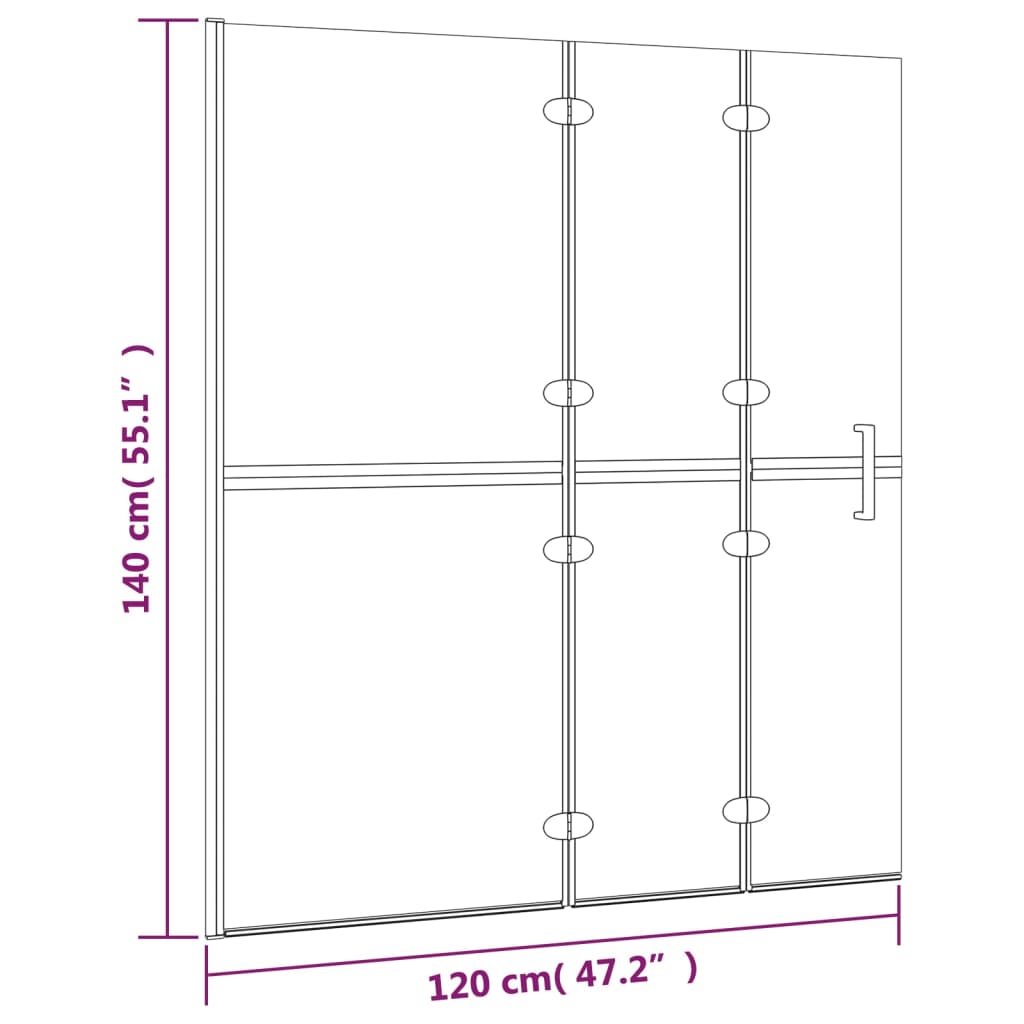 150739 vidaXL Folding Shower Enclosure ESG 120x140 cm White