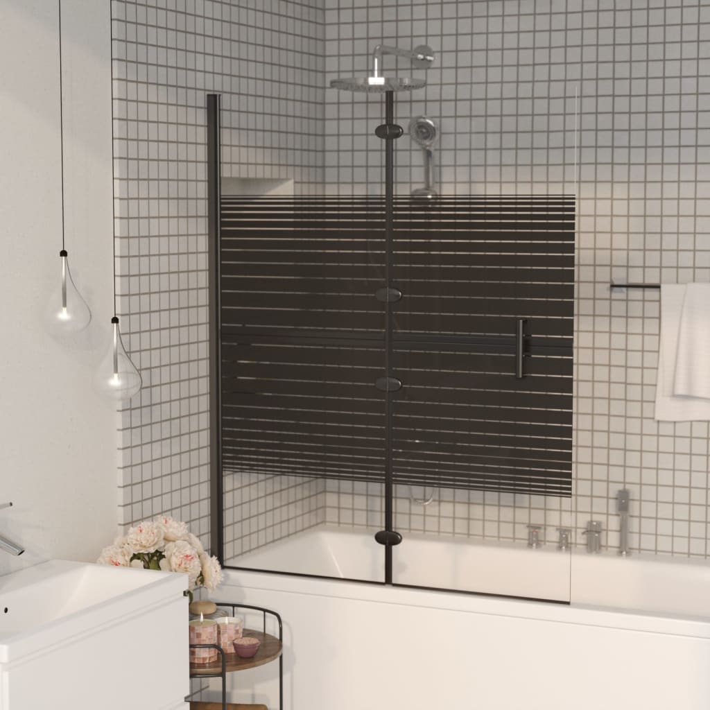 vidaXL Folding Shower Enclosure ESG 100x140 cm Black