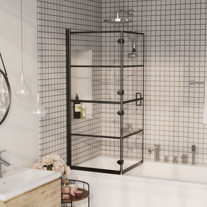 vidaXL Folding Shower Enclosure ESG 120x140 cm Black