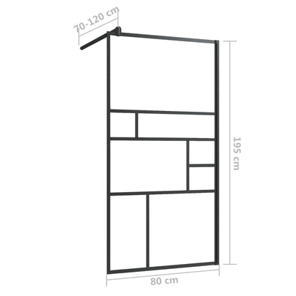 vidaXL Walk-in Shower Wall with Clear ESG Glass 80x195 cm Black