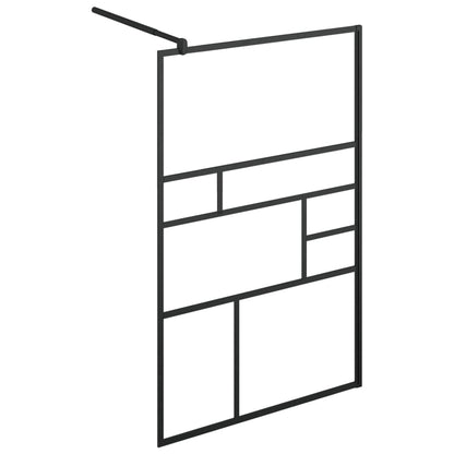 vidaXL Walk-in Shower Wall with Clear ESG Glass 115x195 cm Black