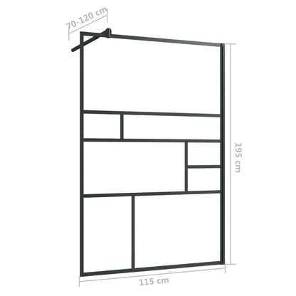 vidaXL Walk-in Shower Wall with Clear ESG Glass 115x195 cm Black