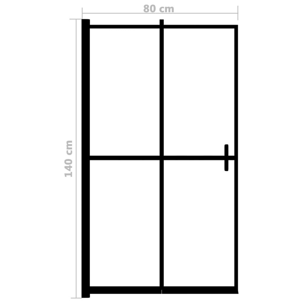 vidaXL Folding Shower Enclosure ESG 80x140 cm Black