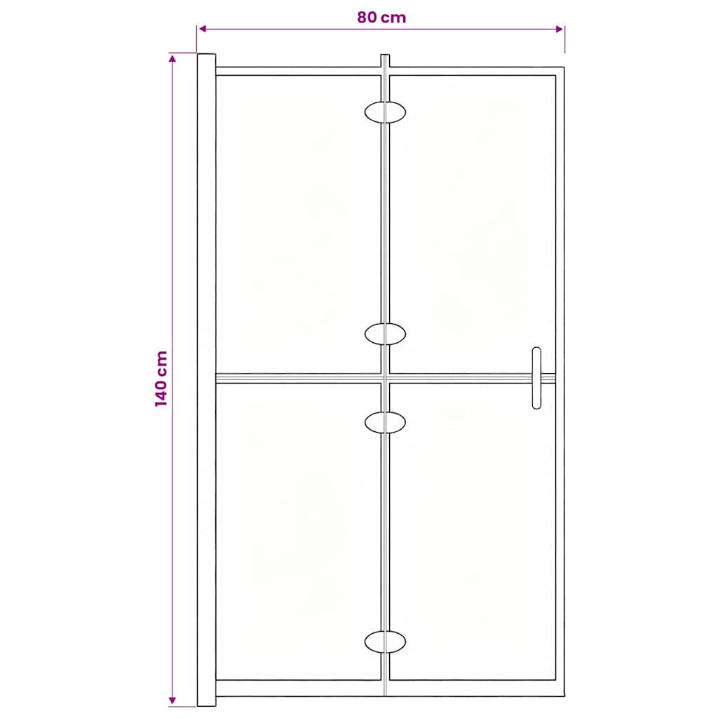 150818 vidaXL Folding Shower Enclosure ESG 80x140 cm Black