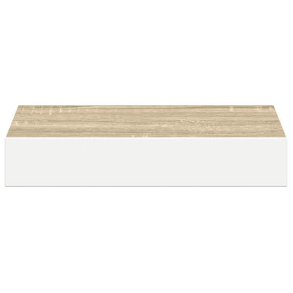 vidaXL Floating Wall Shelf Oak and White 23x23.5x3.8 cm MDF