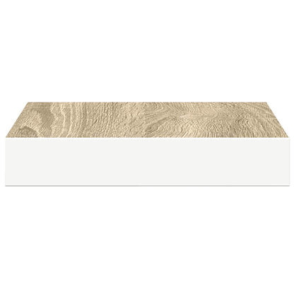 vidaXL Floating Wall Shelf Oak and White 23x23.5x3.8 cm MDF