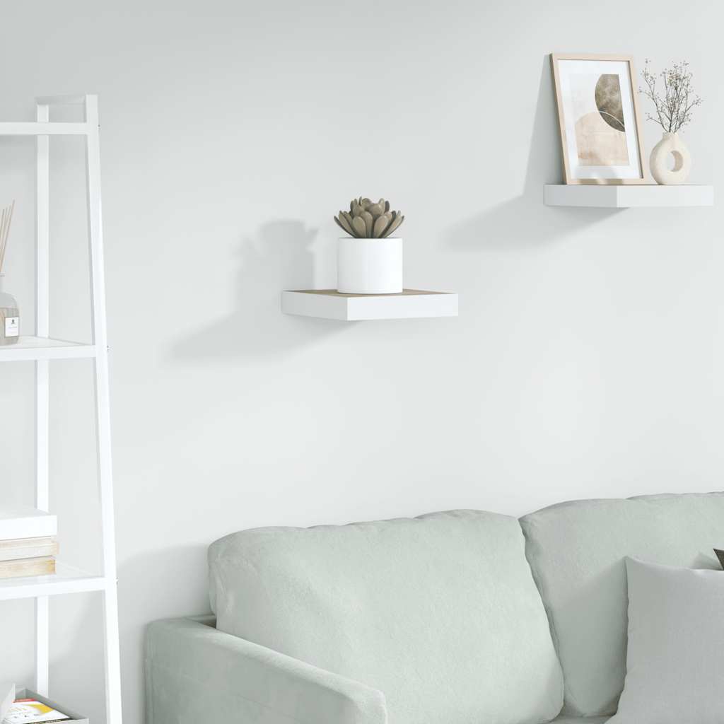 vidaXL Floating Wall Shelf Oak and White 23x23.5x3.8 cm MDF