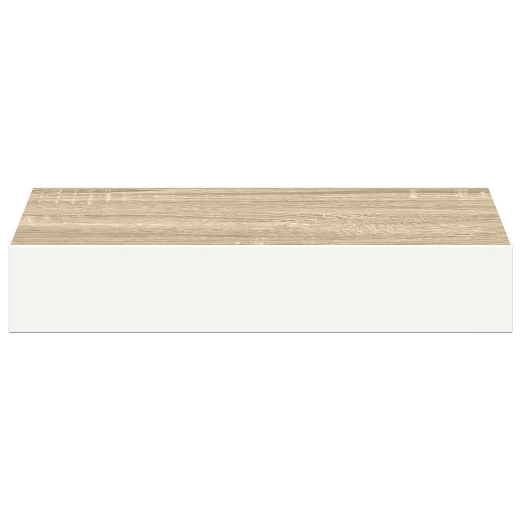 vidaXL Floating Wall Shelves 2 pcs Oak and White 23x23.5x3.8 cm MDF