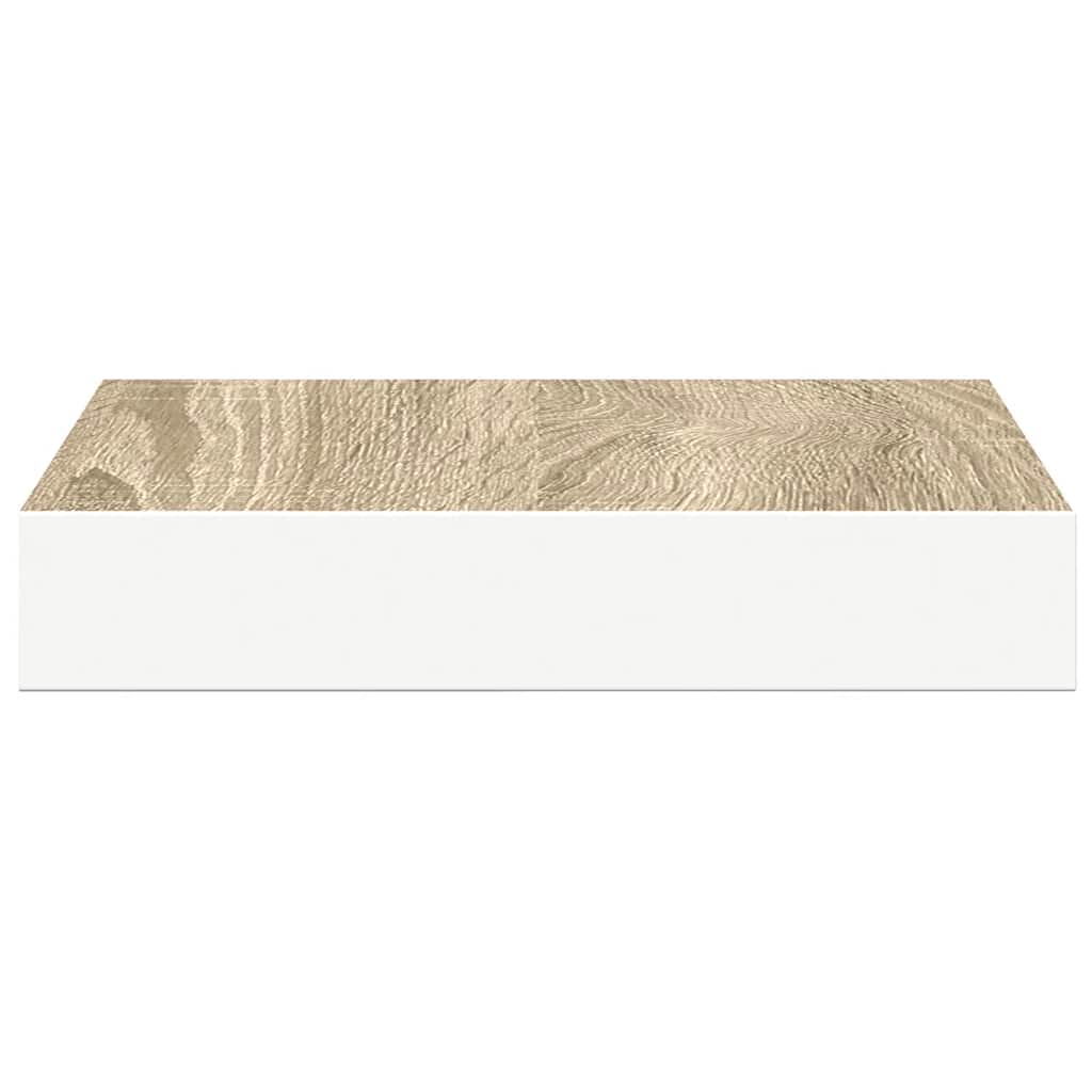 vidaXL Floating Wall Shelves 2 pcs Oak and White 23x23.5x3.8 cm MDF