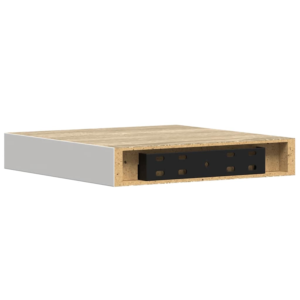 vidaXL Floating Wall Shelves 2 pcs Oak and White 23x23.5x3.8 cm MDF