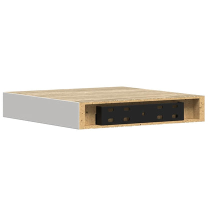 vidaXL Floating Wall Shelves 2 pcs Oak and White 23x23.5x3.8 cm MDF