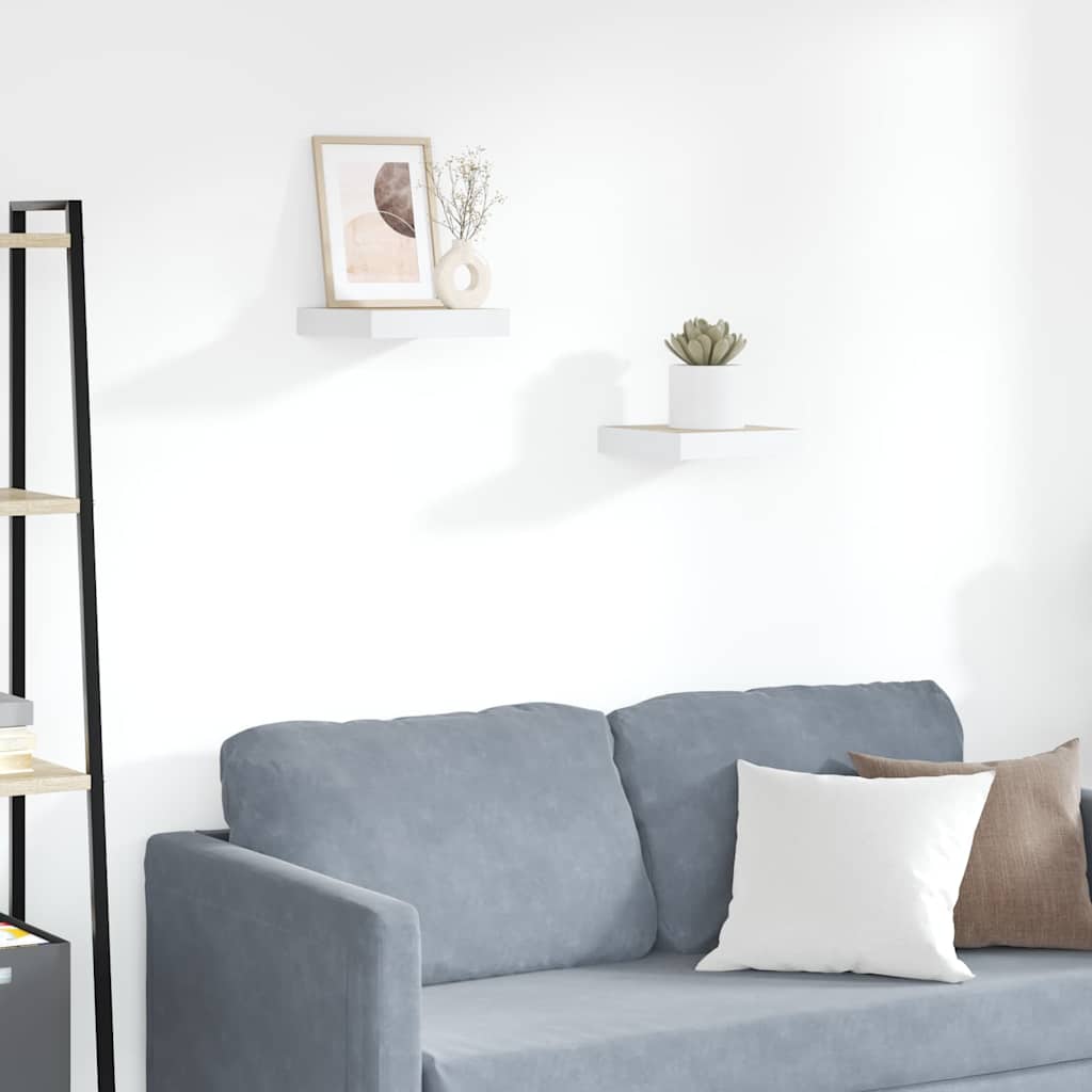 vidaXL Floating Wall Shelves 2 pcs Oak and White 23x23.5x3.8 cm MDF