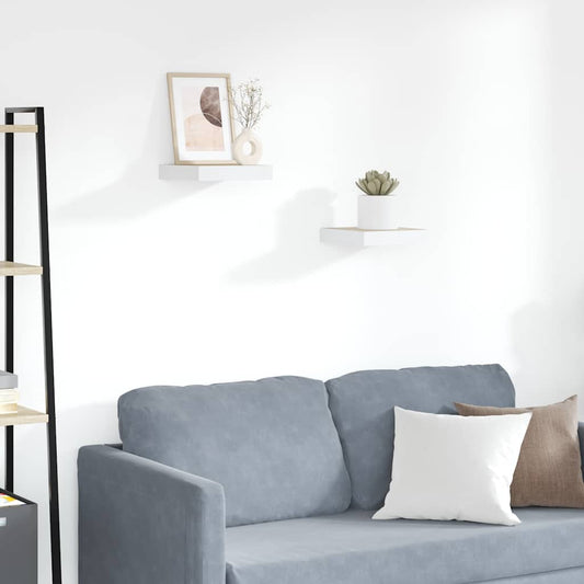 vidaXL Floating Wall Shelves 2 pcs Oak and White 23x23.5x3.8 cm MDF