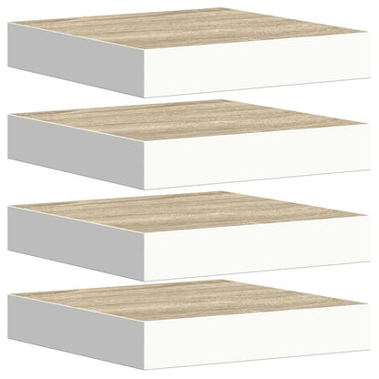 vidaXL Floating Wall Shelves 4 pcs Oak and White 23x23.5x3.8 cm MDF