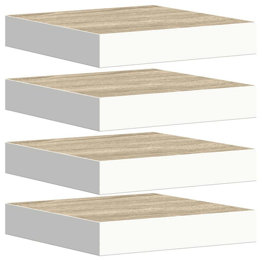 vidaXL Floating Wall Shelves 4 pcs Oak and White 23x23.5x3.8 cm MDF