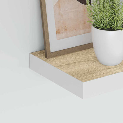 326569 vidaXL Floating Wall Shelves 4 pcs Oak and White 23x23,5x3,8 cm MDF
