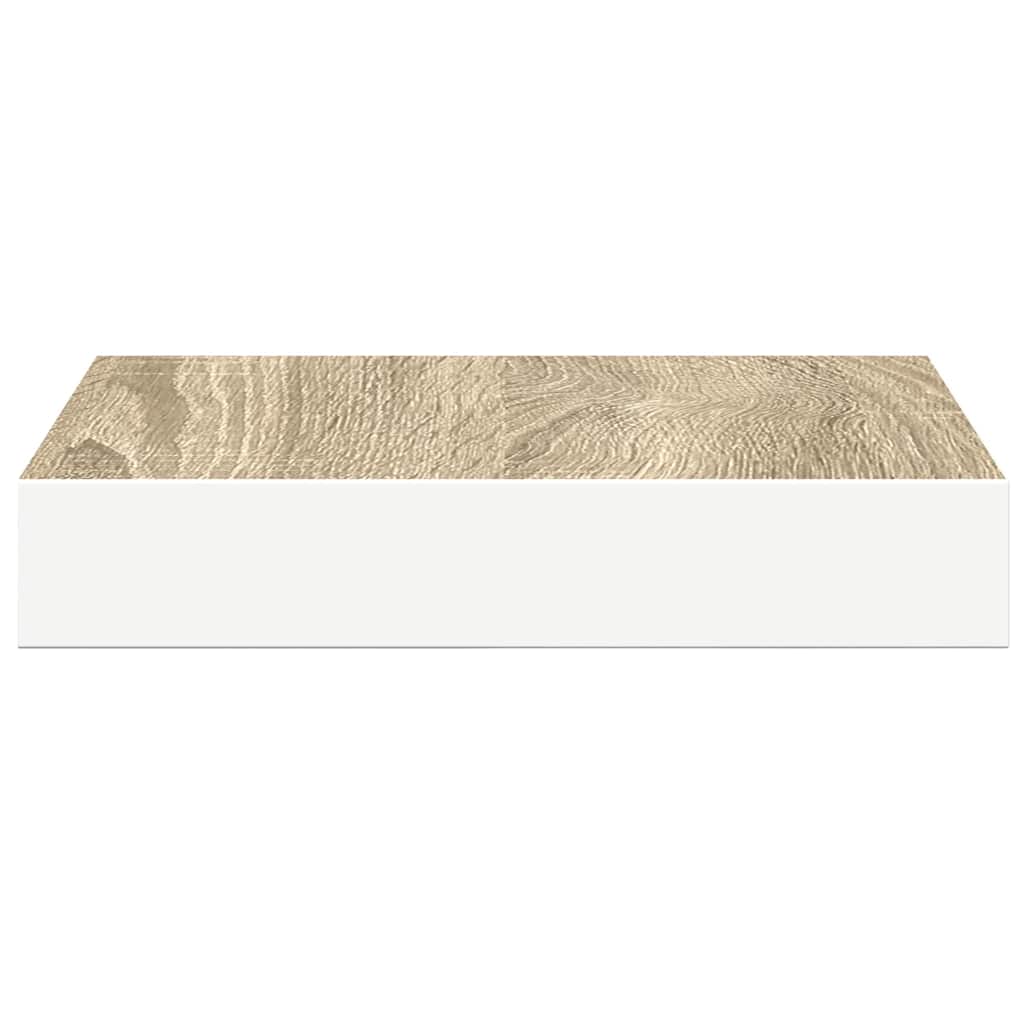 vidaXL Floating Wall Shelves 4 pcs Oak and White 23x23.5x3.8 cm MDF