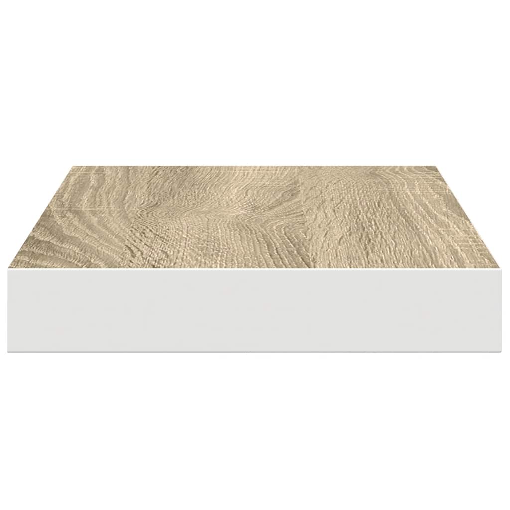 vidaXL Floating Wall Shelf Oak and White 40x23.5x3.8 cm MDF