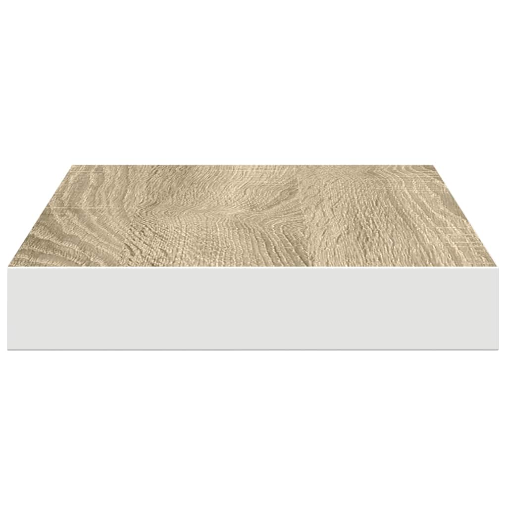 vidaXL Floating Wall Shelf Oak and White 40x23.5x3.8 cm MDF