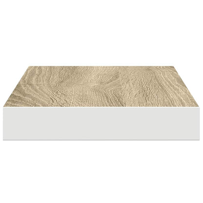vidaXL Floating Wall Shelf Oak and White 40x23.5x3.8 cm MDF