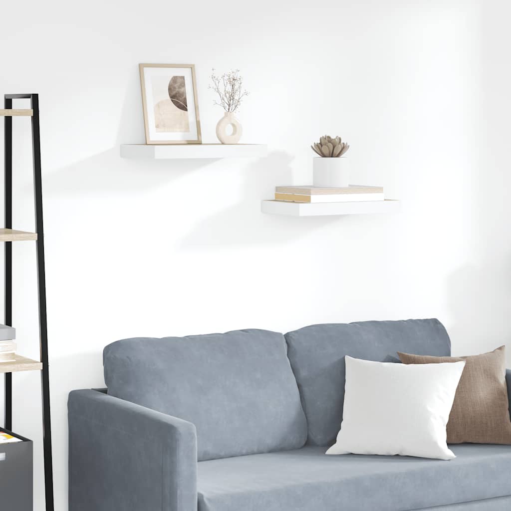 vidaXL Floating Wall Shelves 2 pcs Oak and White 40x23.5x3.8 cm MDF