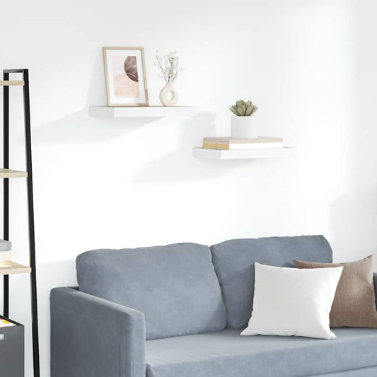 vidaXL Floating Wall Shelves 2 pcs Oak and White 40x23.5x3.8 cm MDF