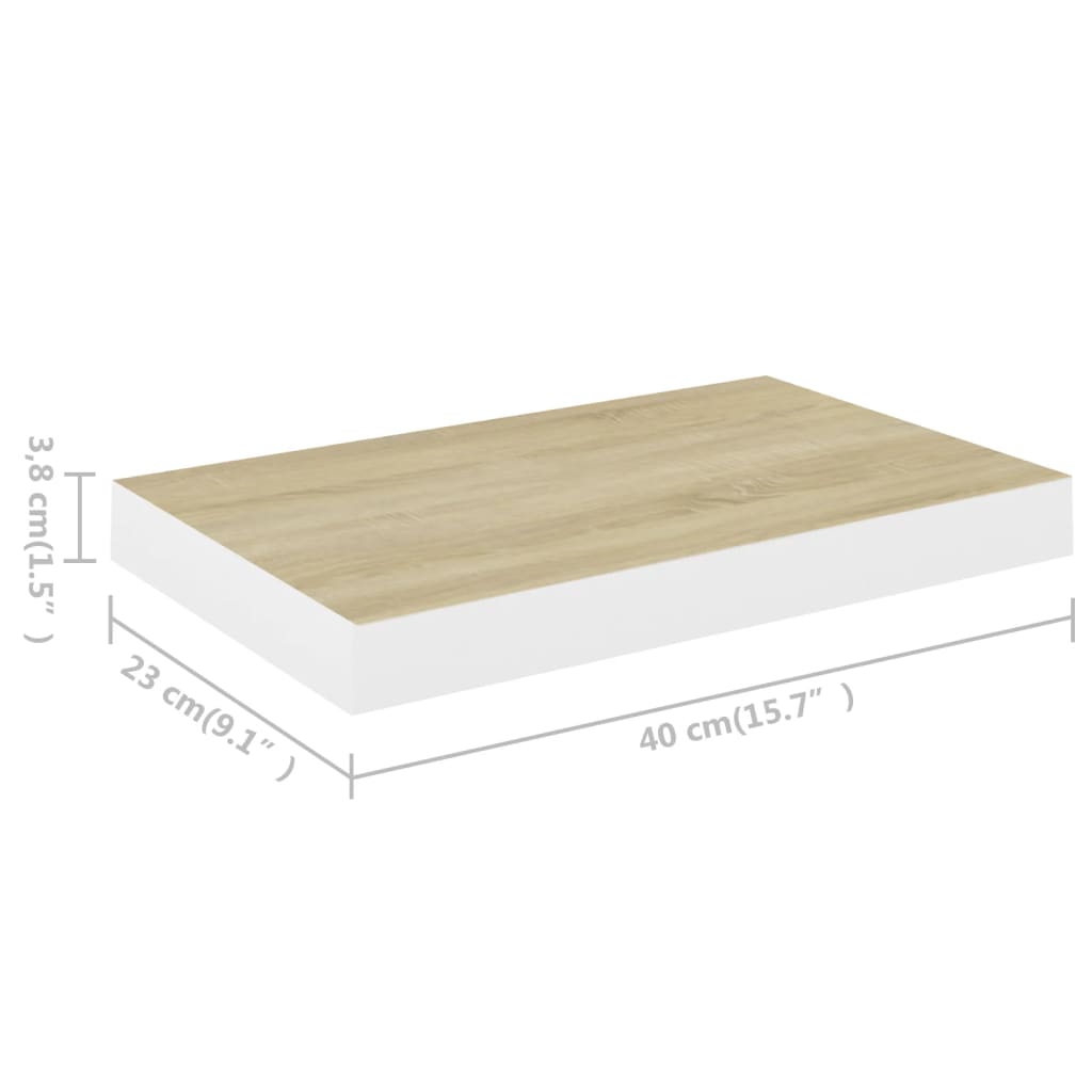 vidaXL Floating Wall Shelves 4 pcs Oak and White 40x23x3.8 cm MDF