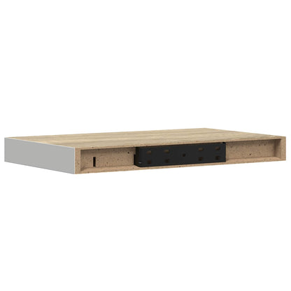vidaXL Floating Wall Shelves 4 pcs Oak and White 40x23.5x3.8 cm MDF