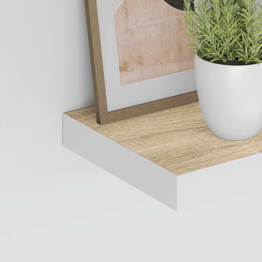 vidaXL Floating Wall Shelf Oak and White 50x23x3.8 cm MDF