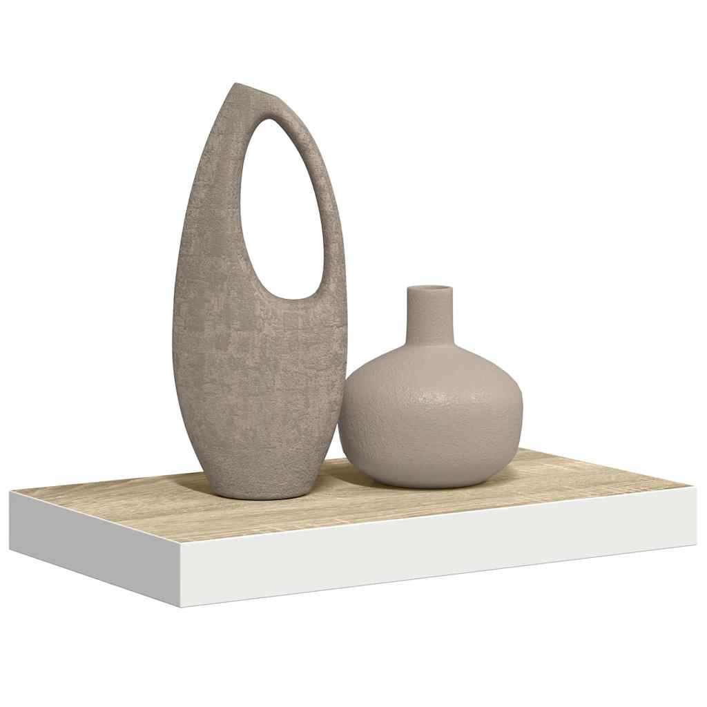 vidaXL Floating Wall Shelf Oak and White 50x23x3.8 cm MDF
