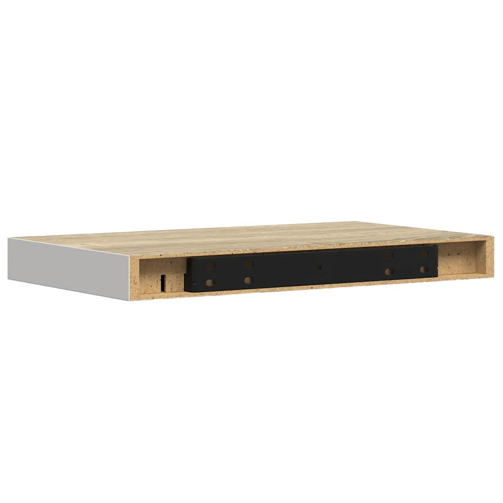 vidaXL Floating Wall Shelf Oak and White 50x23x3.8 cm MDF