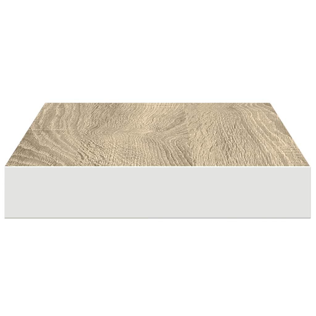 vidaXL Floating Wall Shelves 2 pcs Oak and White 50x23x3.8 cm MDF