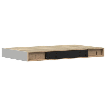 vidaXL Floating Wall Shelves 2 pcs Oak and White 50x23.5x3.8 cm MDF