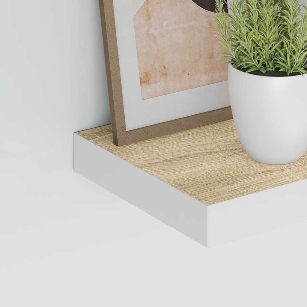 vidaXL Floating Wall Shelves 4 pcs Oak and White 50x23x3.8 cm MDF