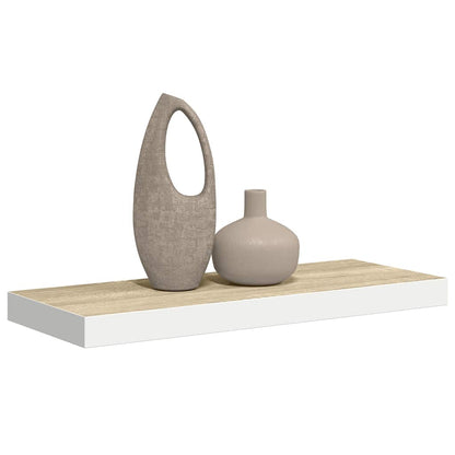 vidaXL Floating Wall Shelf Oak and White 60x23.5x3.8 cm MDF