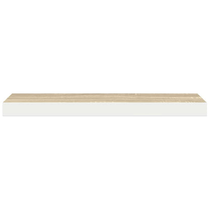 vidaXL Floating Wall Shelf Oak and White 60x23.5x3.8 cm MDF
