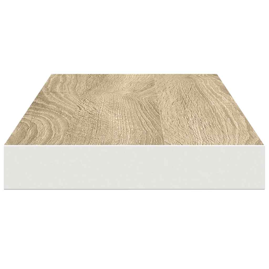 vidaXL Floating Wall Shelf Oak and White 60x23.5x3.8 cm MDF