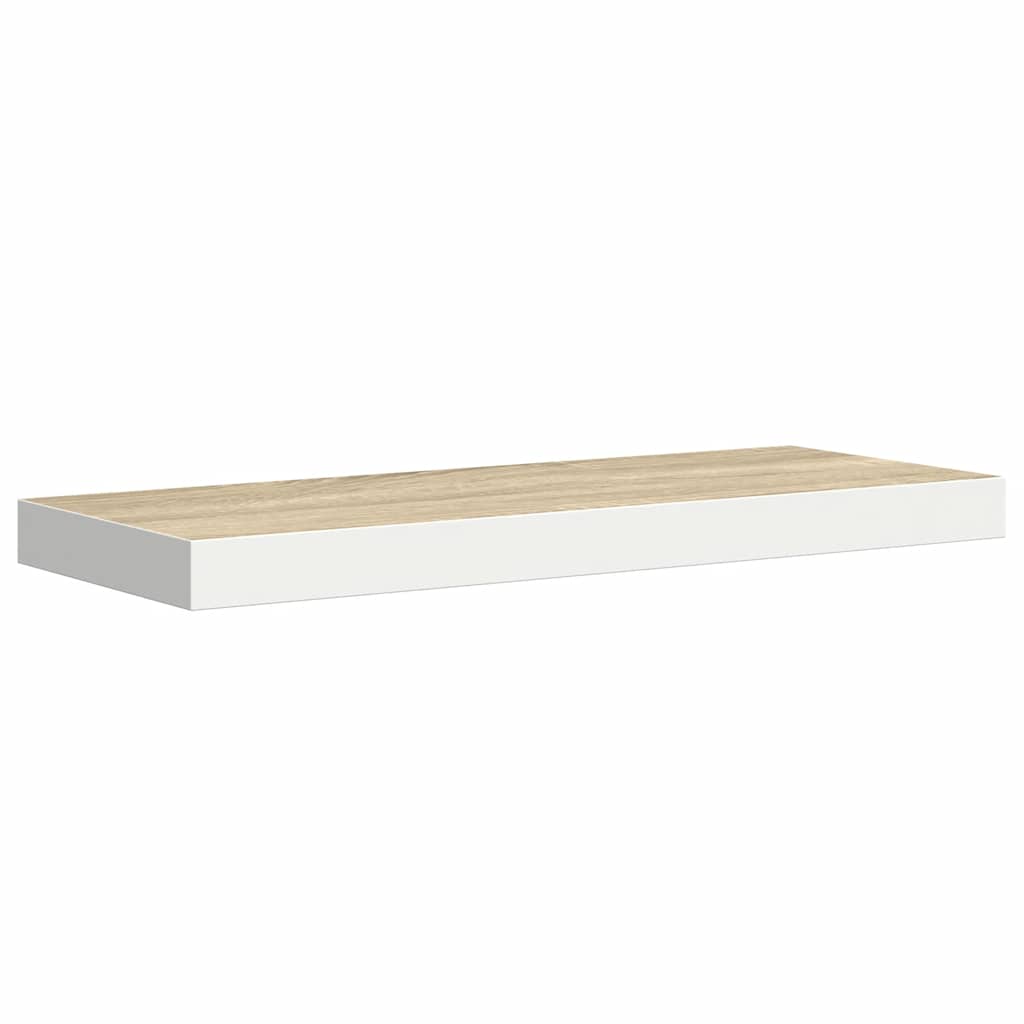 vidaXL Floating Wall Shelves 2 pcs Oak and White 60x23.5x3.8 cm MDF