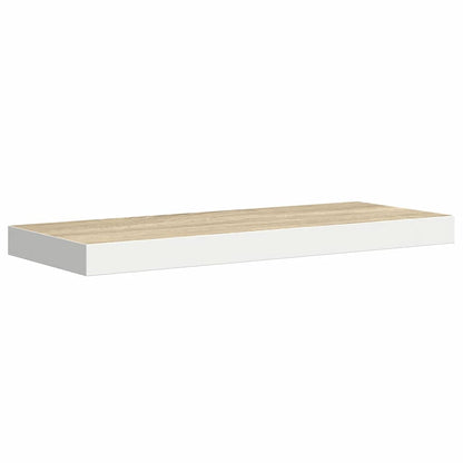 vidaXL Floating Wall Shelves 2 pcs Oak and White 60x23.5x3.8 cm MDF