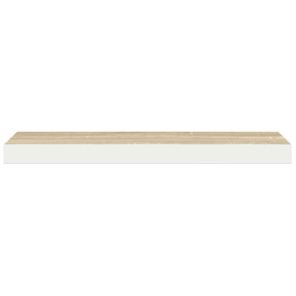 vidaXL Floating Wall Shelves 2 pcs Oak and White 60x23.5x3.8 cm MDF
