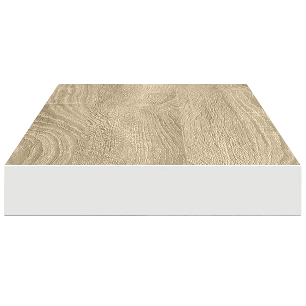 vidaXL Floating Wall Shelves 2 pcs Oak and White 60x23.5x3.8 cm MDF